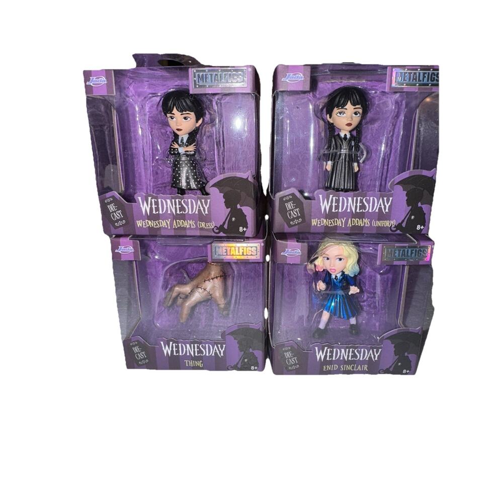 4 Diecast Figures Wednesday Addams-Thing-Enid ~TV Series Set METALFIGS Jada NEW